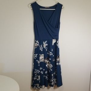 Vneck Floral Midi Casual Aline Swing Dress